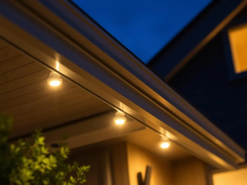 Warm white eave line, close-up